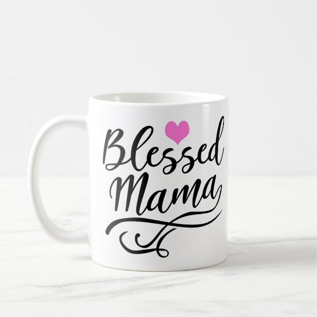Caneca De Café Abençoada mãe, texto branco (Esquerda)