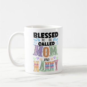 Caneca De Café Abençoada por ser chamada de mãe e babá, avó Typo
