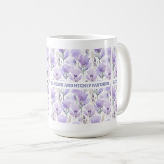 Caneca De Café Abençoado e Altamente Favorecido (Frente Esquerda)