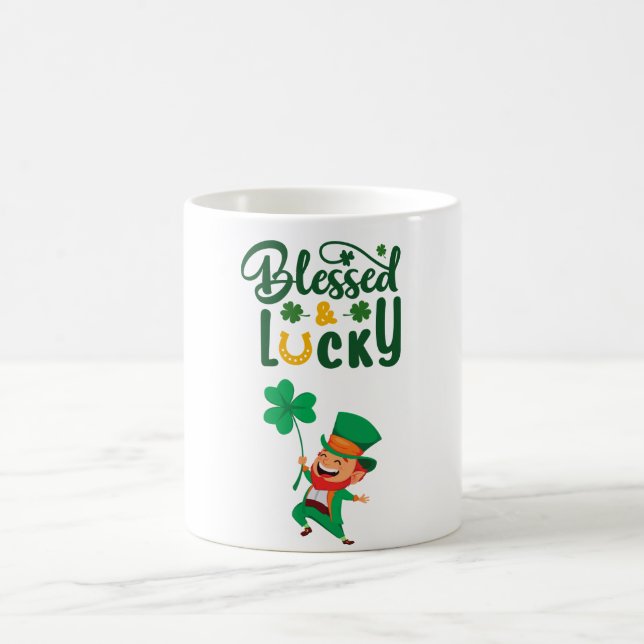 Caneca De Café Abençoado e sortudo Leprechaun Mug (Centro)