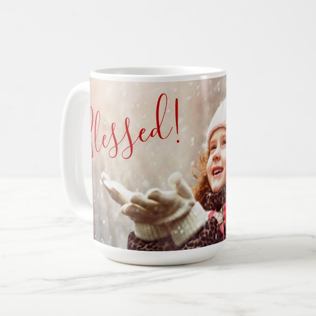 Caneca De Café Abençoado Natal - Mug Fotográfico (Frente Esquerda)