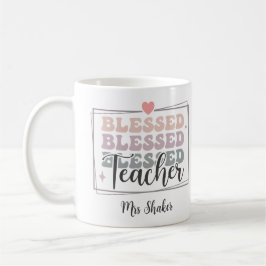 Caneca De Café Abençoado Nome Personalizado De Apreciação Do Prof