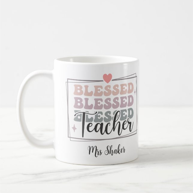 Caneca De Café Abençoado Nome Personalizado De Apreciação Do Prof (Esquerda)
