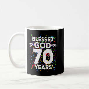 Caneca De Café Abençoado Por Deus Por 70 Anos Camisa Feliz 70 Nas