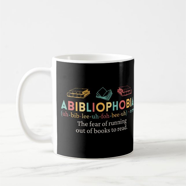 Caneca De Café Abibliofobia - Definição Engraçada (Esquerda)