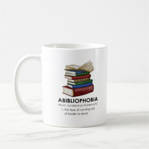 Caneca De Café Abibliofobia Engraçada Leitura de Livro Caderno