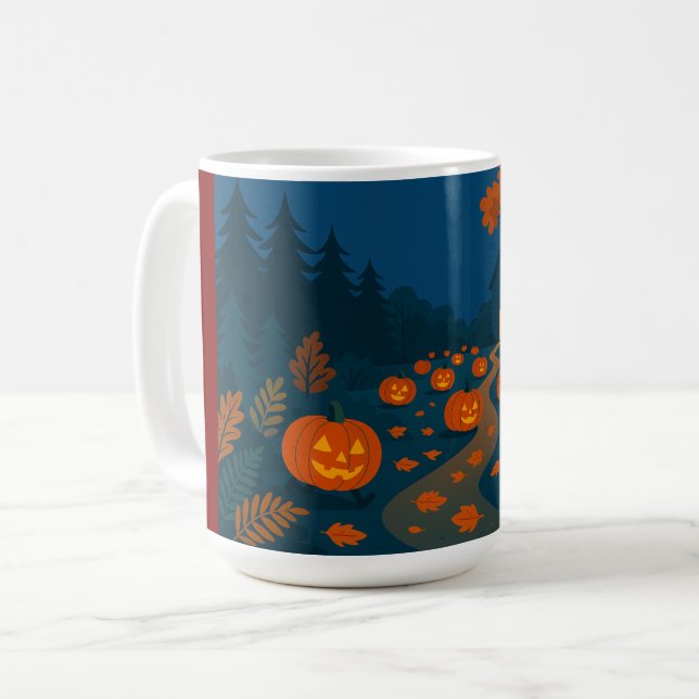 Caneca De Café Abóbadas de Halloween caçando nas ruas (Frente Esquerda)
