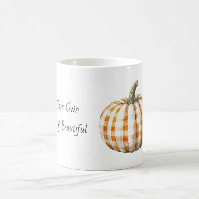 Caneca De Café Abóbora com Listras Xadrez Laranja Branco (Centro)