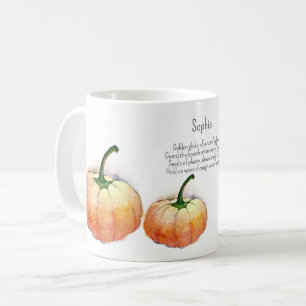 Caneca De Café Abóbora de Aquarela com Poema