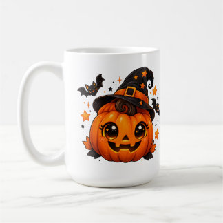 Caneca De Café Abóbora de Halloween Bruxa Fofa