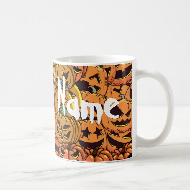 Caneca De Café Abóbora de Halloween Jack O Lanterna Coffee Mug, T (Direita)