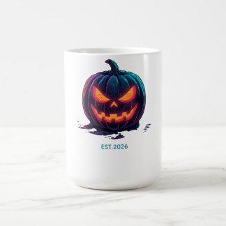 Caneca De Café Abóbora de Halloween Neon Cyberpunk