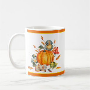 Caneca De Café Abóbora de outono coruja e sapo