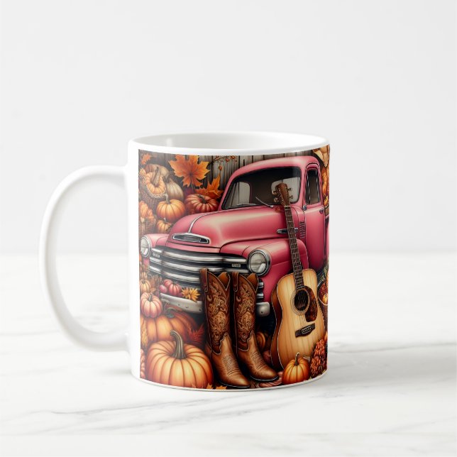 Caneca De Café Abóbora de Outono, Guitarra, Caminhão, Botas (Esquerda)