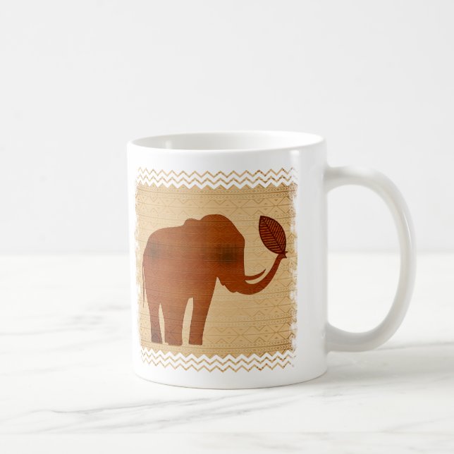 Caneca De Café Abóbora-Design de Arte Tribal Elefante (Direita)
