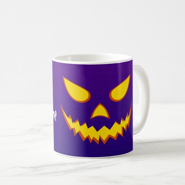 Caneca De Café Abóbora do Jack o Lantern com Rosto Sorridente de  (Frente Esquerda)