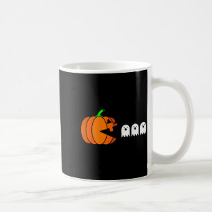 Caneca De Café Abóbora engraçada de Halloween comendo fantasma, h