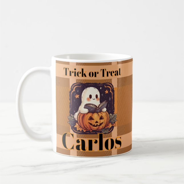Caneca De Café Abóbora Fantasma Doces ou Travessuras Halloween (Esquerda)