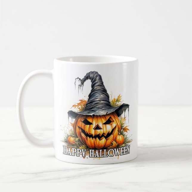 Caneca De Café Abóbora Feliz Halloween Assustador (Esquerda)