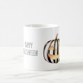 Caneca De Café Abóbora Listras Preto Branco