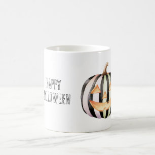 Caneca De Café Abóbora Listras Preto Branco