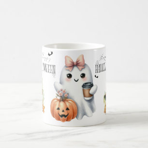 Caneca De Café Abóbora Morcego Fantasma Fofo de Halloween