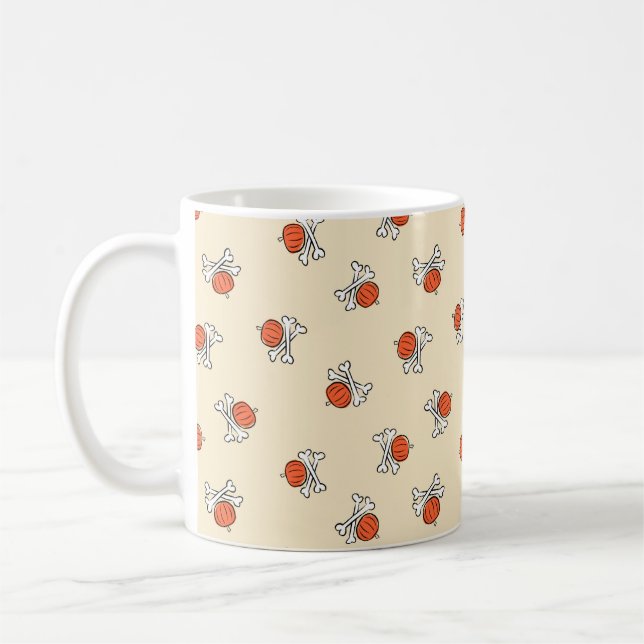 Caneca De Café Abóbora & Ossos Halloween (Esquerda)