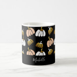 Caneca De Café Abóbora Personalizada em Preto, Bege, Branco, Dour