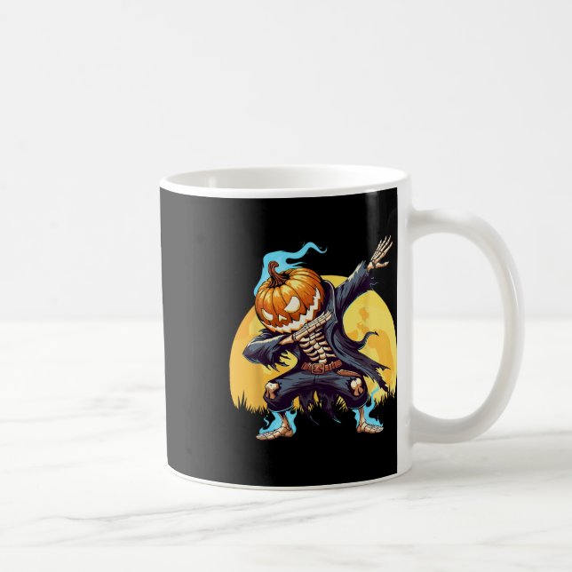 Caneca De Café Abóbora Sem Cabeça Esqueleto Dança Dab Meninos Dia (Direita)