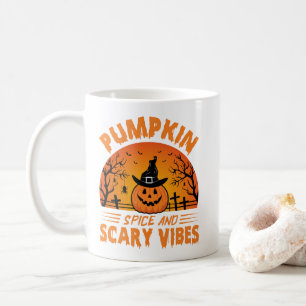 Caneca De Café Abóbora Temática e Vibrações Assustadoras de Hallo