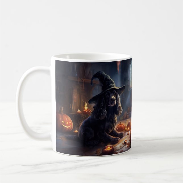 Caneca De Café Abóboras Assustadoras de Halloween do Cocker Spani (Esquerda)