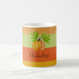 Caneca De Café Abóboras de Aquarela de Ação de Graças Personaliza