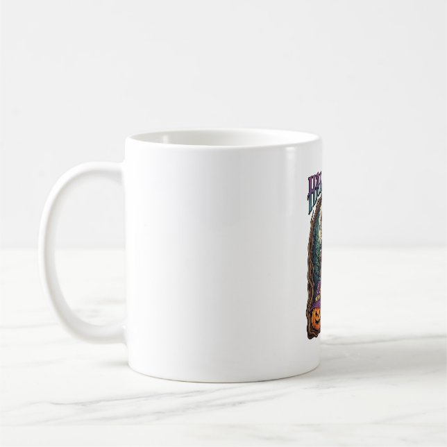 Caneca De Café Abóboras de Bruxa de Halloween Fases da Lua_1 (Esquerda)