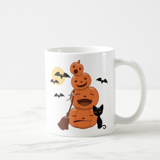 Caneca De Café Abóboras de Halloween e Gato Negro (Direita)