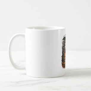Caneca De Café Abóboras de Halloween Gato Cinza Morcego Lua Cheia