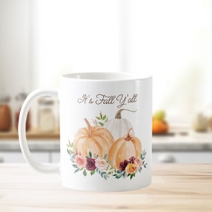 Caneca De Café Abóboras de Outono e Flores Boho