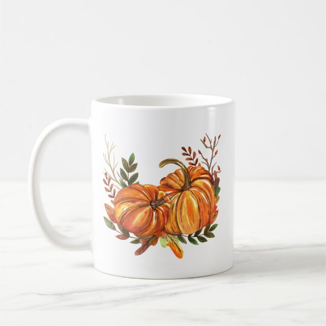 Caneca De Café Abóboras de Outono Folhas (Esquerda)