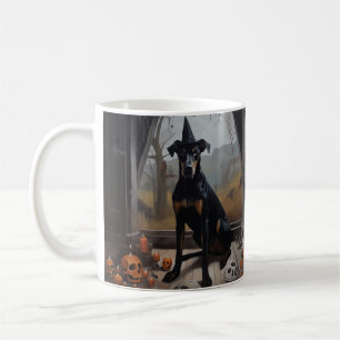 Caneca De Café Abóboras Doberman de Halloween Assustadoras