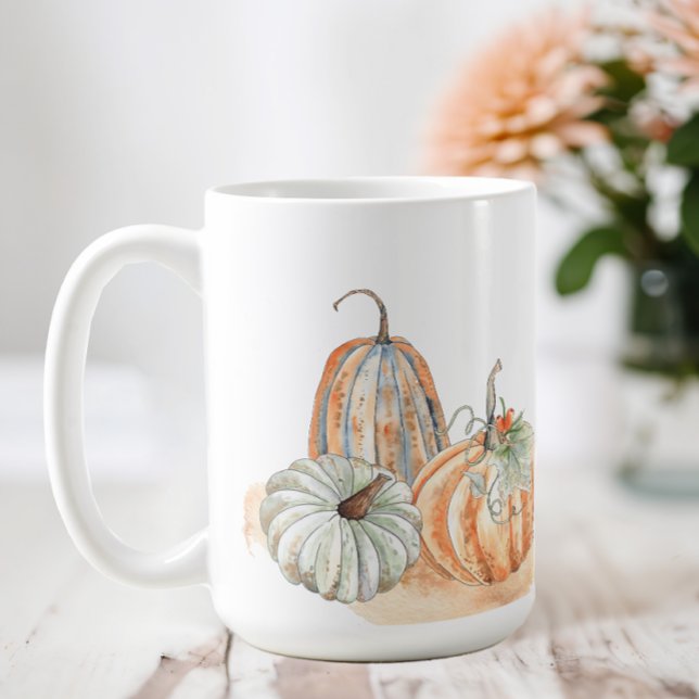 Caneca De Café Abóboras em Aquarela de Outono (Fall Pumpkins Coffee Mug)