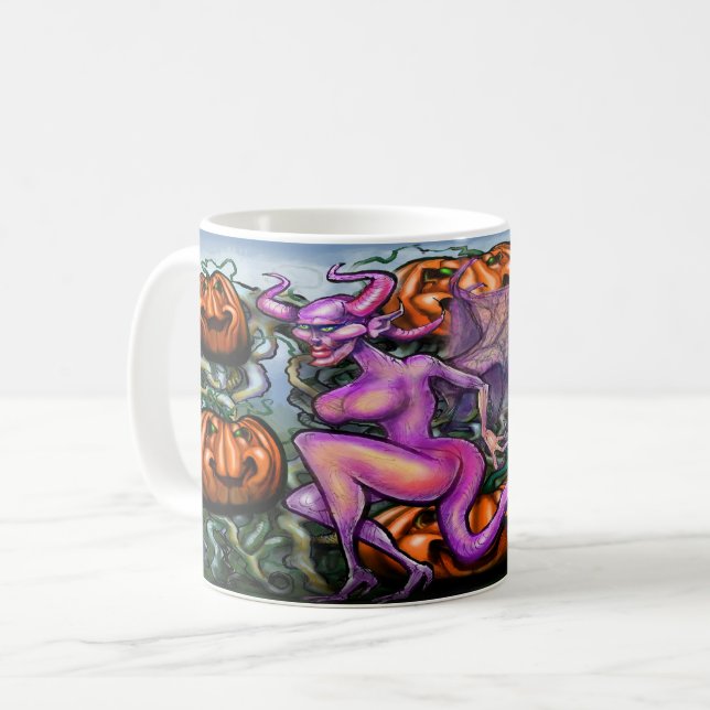 Caneca De Café Abóboras Fae Demoníacas (Frente Esquerda)