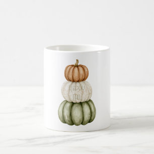 Caneca De Café Abóboras Laranja Branco Verde de Outono