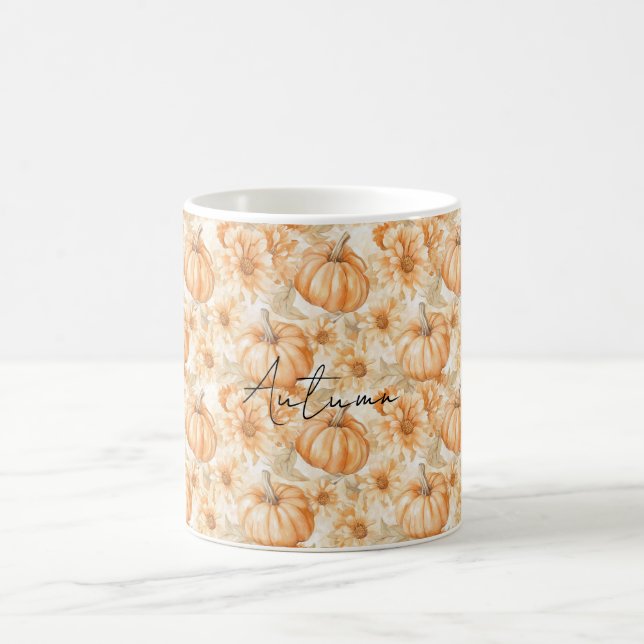 Caneca De Café Abóboras Laranja Pêssego & Flores (Centro)