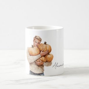 Caneca De Café Aboboras Laranjas Homem Louro
