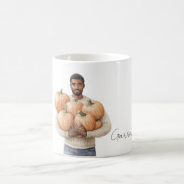 Caneca De Café Abóboras Laranjas Homem Negro