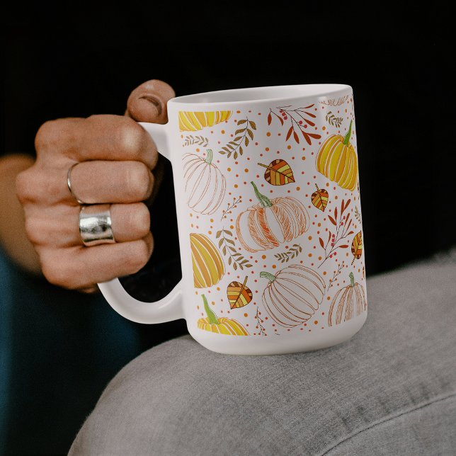 Caneca De Café Abóboras Outono Colheita Padrão (Criador carregado)