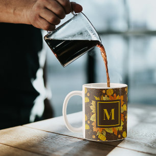 Caneca De Café Abóboras Outono Colheita Padrão