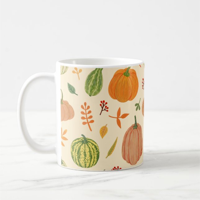 Caneca De Café Abóboras verdes e laranja, padrão perfeito. (Esquerda)