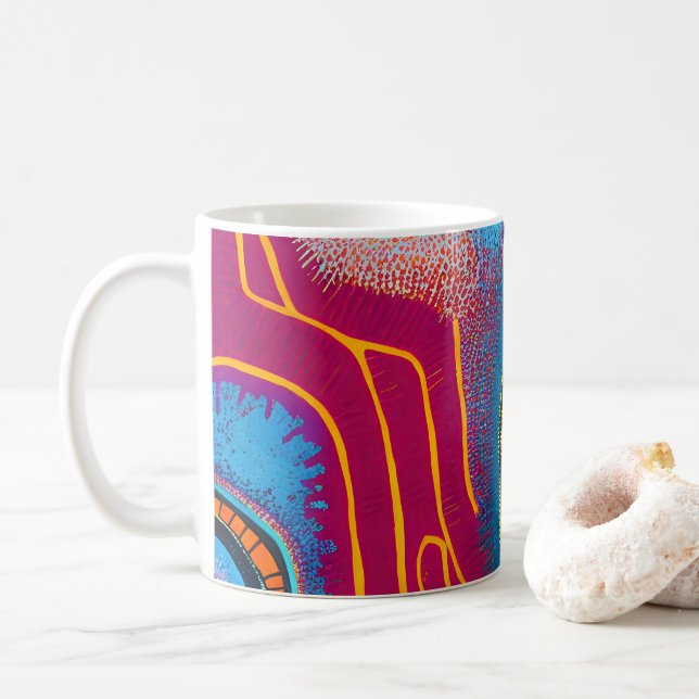 Caneca De Café Aboriginal Abstrato Art Vol 01 (Com Donut)