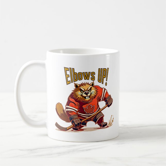 Caneca De Café Abotovelos! Folha de Hockey Beaver, Folha de Mapea (Esquerda)