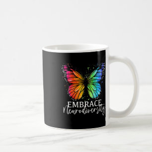 Caneca De Café Abraçar a Neurodiversidade Borboleta Arco-íris Aut